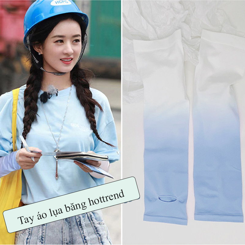 Ống tay chống nắng nữ Regoo RG645 vải thun lạnh freesize, phối màu chuyển sắc, đeo mát tay khi đi ngoài trời