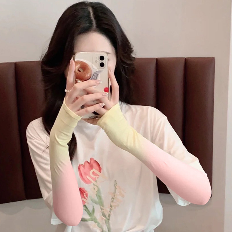 Ống tay chống nắng nữ Regoo RG645 vải thun lạnh freesize, phối màu chuyển sắc, đeo mát tay khi đi ngoài trời