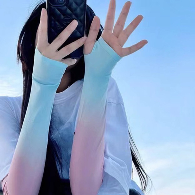 Ống tay chống nắng nữ Regoo RG645 vải thun lạnh freesize, phối màu chuyển sắc, đeo mát tay khi đi ngoài trời