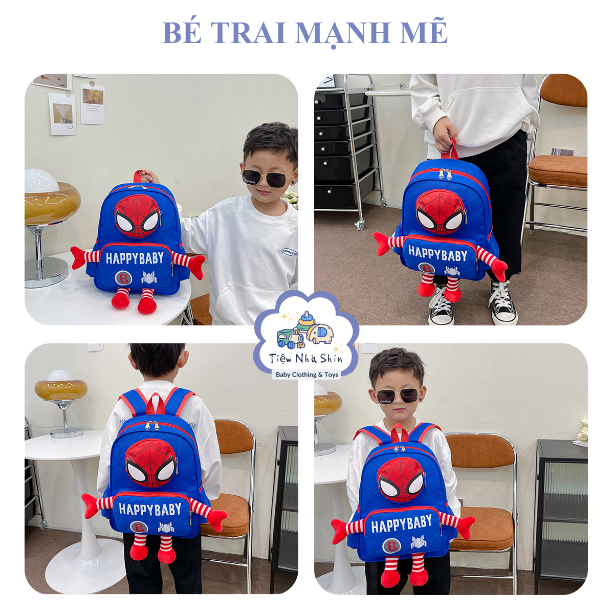 Balo trẻ em Spiderman Regoo RG2044, vải kháng nước, khoảng 350g, dây vai êm cho bé mầm non