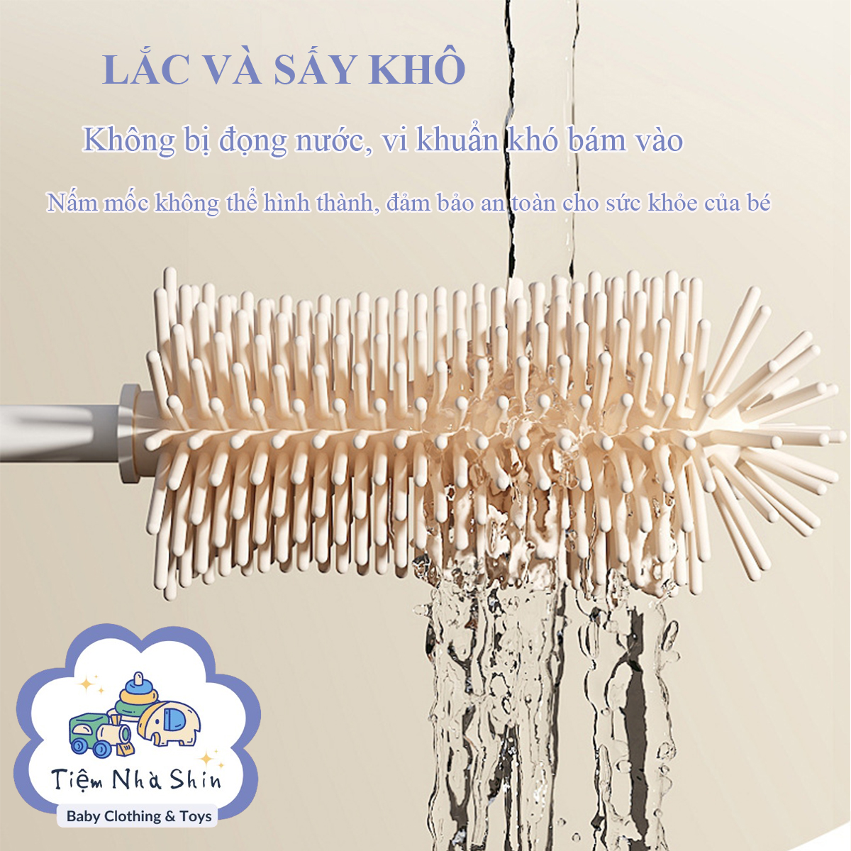 Bộ cọ rửa bình sữa Regoo RG2046 bộ 3 món, đầu cọ silicon, kèm đế thoát nước bằng silicon, thiết kế cầm tay, chuyên dùng để vệ sinh bình sữa, núm ti và ống hút cho bé.