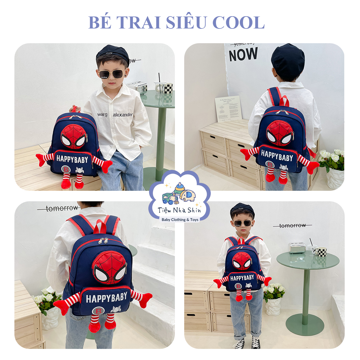 Balo trẻ em Spiderman Regoo RG2044, vải kháng nước, khoảng 350g, dây vai êm cho bé mầm non