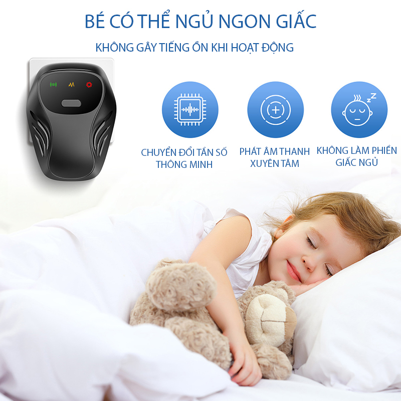 Máy đuổi côn trùng siêu âm Regoo RG1531, 3 mức tần số, loa kép, dùng cho không gian 20-50m²