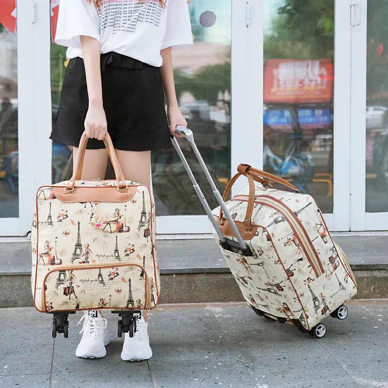 Túi du lịch kéo mini Regoo RG1434, da PU, có bánh xe và tay kéo, dung tích khoảng 20–35L