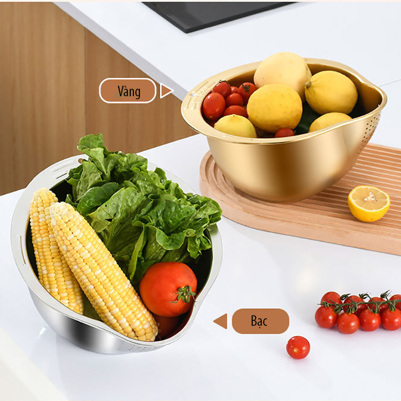 Chậu vo gạo inox 304 Regoo RG1634 đáy nghiêng thoát nước, dùng vo gạo rửa rau và chắt nước gọn hơn