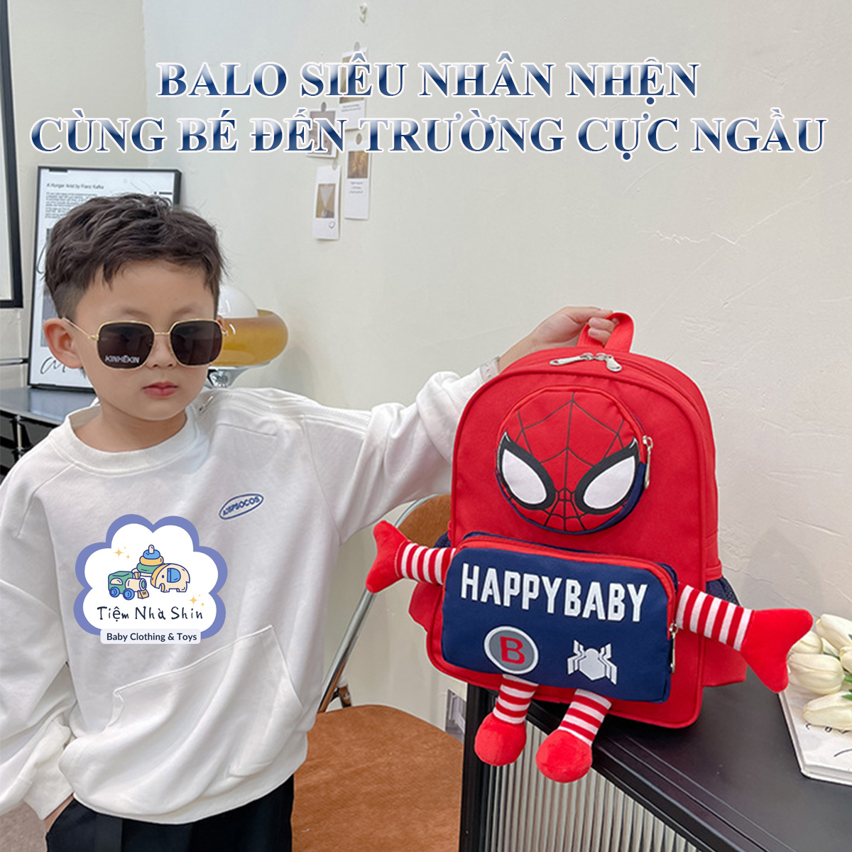 Balo trẻ em Spiderman Regoo RG2044, vải kháng nước, khoảng 350g, dây vai êm cho bé mầm non