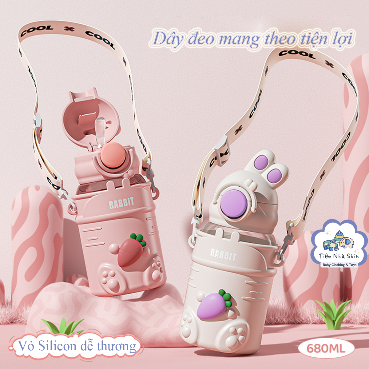 Bình nước trẻ em Regoo RG2045 680ml, ống hút chống sặc dung tích lớn dùng cho bé đi học, đi chơi và sinh hoạt hằng ngày.