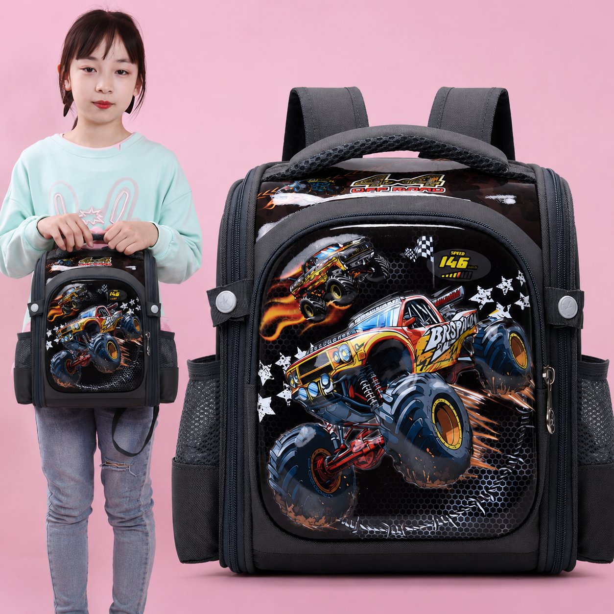 Balo chống gù mầm non Regoo vải Oxford cao cấp chống thấm RG2142, Balo chống gù cao cấp