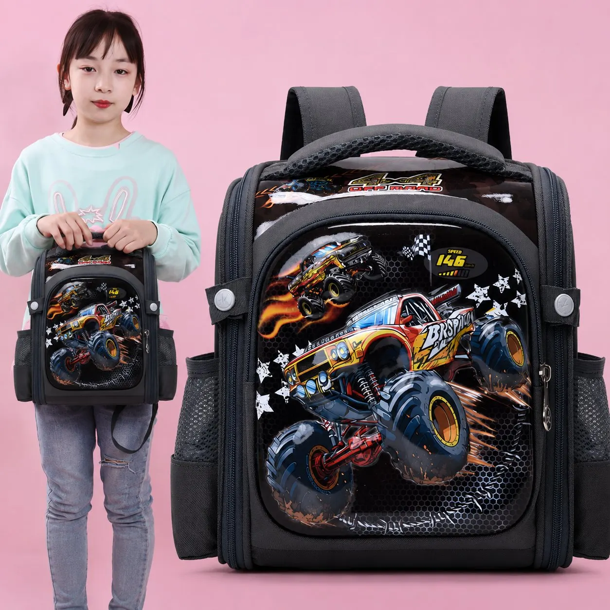Balo chống gù mầm non Regoo vải Oxford cao cấp chống thấm RG2142, Balo chống gù cao cấp