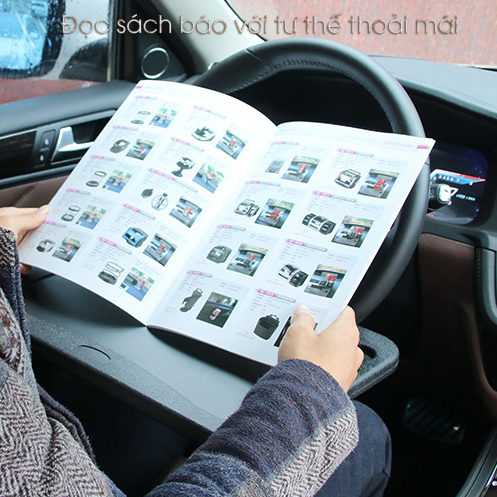 Khay đa năng gắn vô lăng ô tô, dùng làm bàn để laptop hoặc bàn ăn, bàn làm việc mini trong xe.