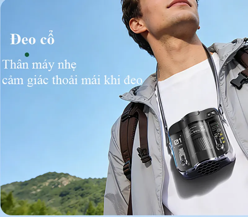 Quạt làm mát kẹp đa năng bản nâng cấp siêu nhẹ 2026 RG1831, Quạt treo ô/ treo xe đẩy, quạt đeo cổ tốc độ cao đi du lịch, dã ngoại, đạp xe và hoạt động thể thao ngoài trời