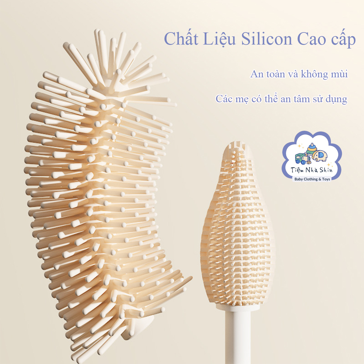 Bộ cọ rửa bình sữa Regoo RG2046 bộ 3 món, đầu cọ silicon, kèm đế thoát nước bằng silicon, thiết kế cầm tay, chuyên dùng để vệ sinh bình sữa, núm ti và ống hút cho bé.