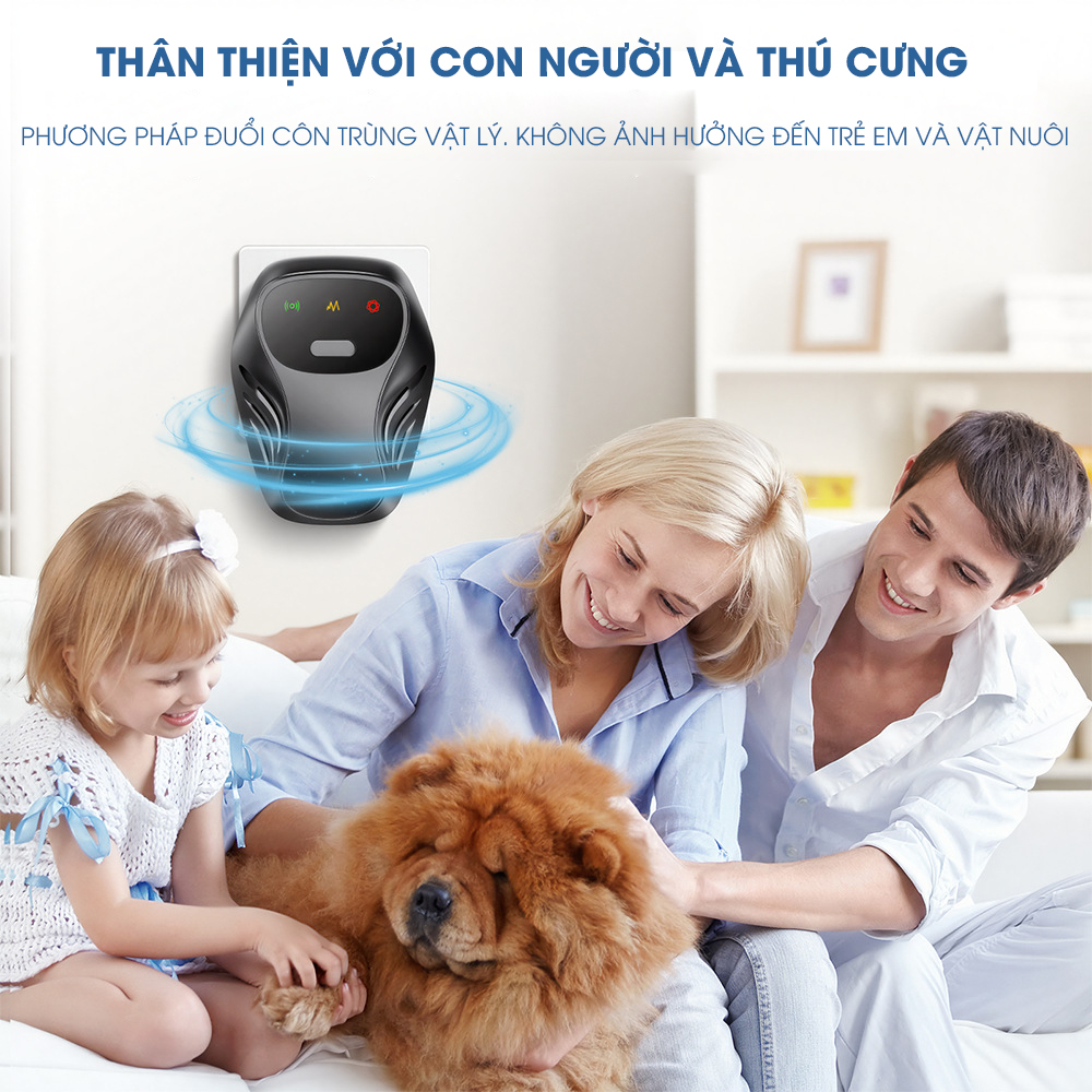 Máy đuổi côn trùng siêu âm Regoo RG1531, 3 mức tần số, loa kép, dùng cho không gian 20-50m²