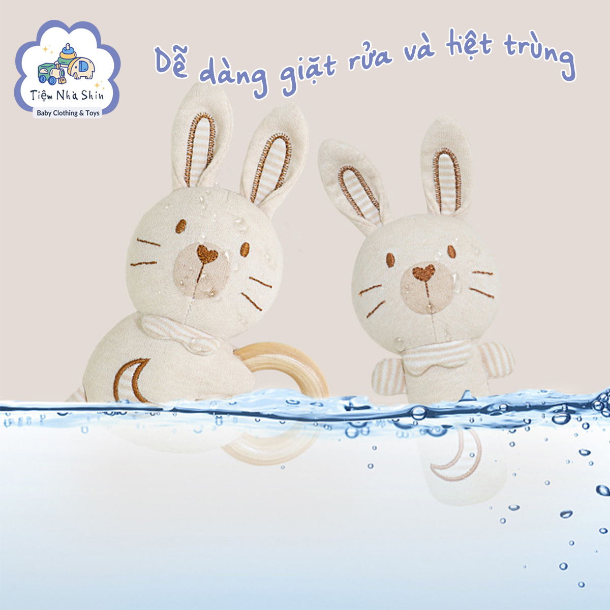 [Quà Sơ Sinh] Lục lạc sơ sinh Regoo bộ 2 món RG2049, vải sợi tre và gỗ rắn hữu cơ an toàn cho bé - Xúc xắc gặm nướu thú nhồi bông cho trẻ sơ sinh