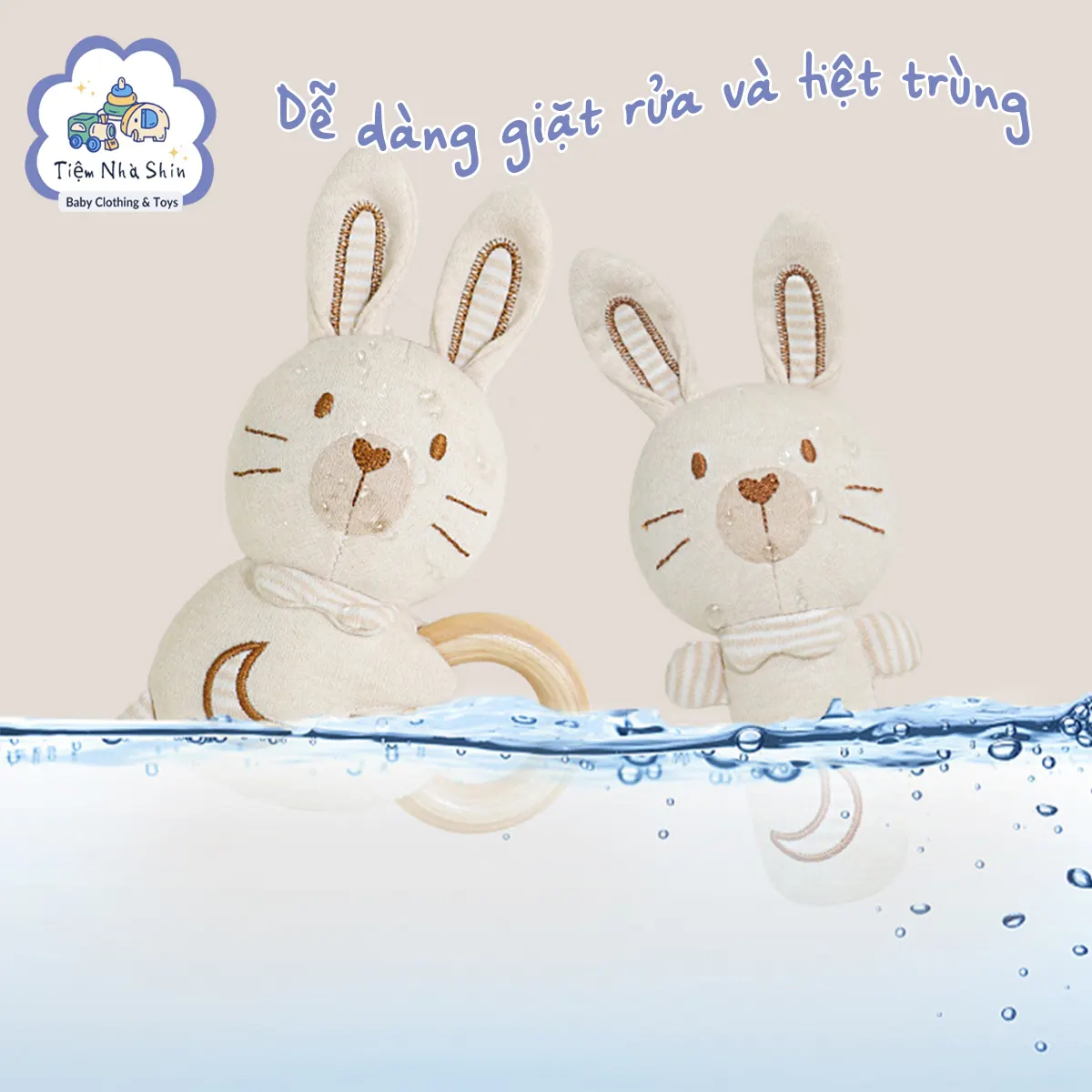 [Quà Sơ Sinh] Lục lạc sơ sinh Regoo bộ 2 món RG2049, vải sợi tre và gỗ rắn hữu cơ an toàn cho bé - Xúc xắc gặm nướu thú nhồi bông cho trẻ sơ sinh
