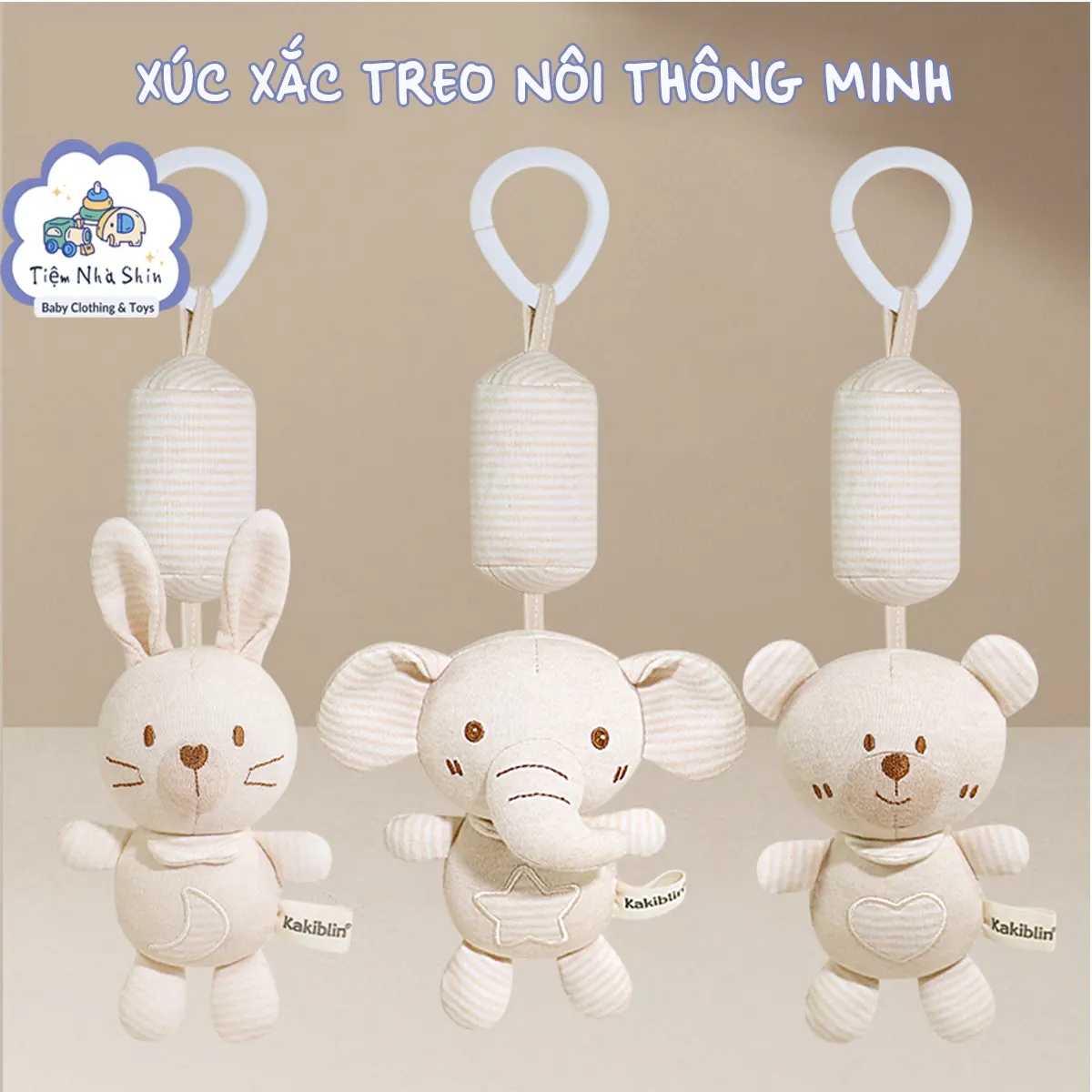 HỎA TỐC Bộ quà tặng sơ sinh 4 món gồm xúc xắc RG2049, treo nôi, gấu ôm lớn và gấu ngủ đa năng