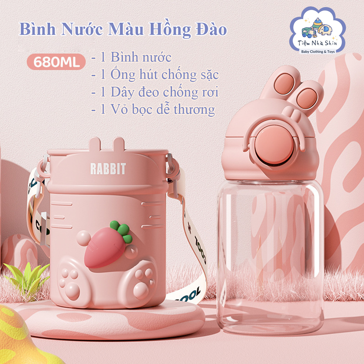 Bình nước trẻ em Regoo RG2045 680ml, ống hút chống sặc dung tích lớn dùng cho bé đi học, đi chơi và sinh hoạt hằng ngày.
