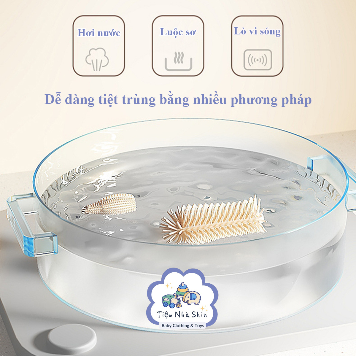 Bộ cọ rửa bình sữa Regoo RG2046 bộ 3 món, đầu cọ silicon, kèm đế thoát nước bằng silicon, thiết kế cầm tay, chuyên dùng để vệ sinh bình sữa, núm ti và ống hút cho bé.