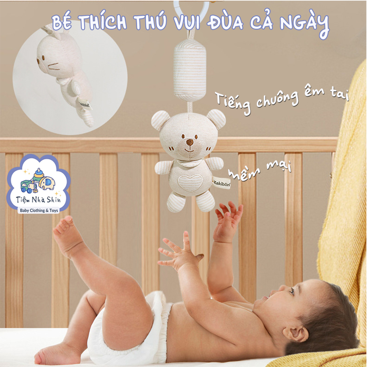 HỎA TỐC Bộ quà tặng sơ sinh 4 món gồm xúc xắc RG2049, treo nôi, gấu ôm lớn và gấu ngủ đa năng
