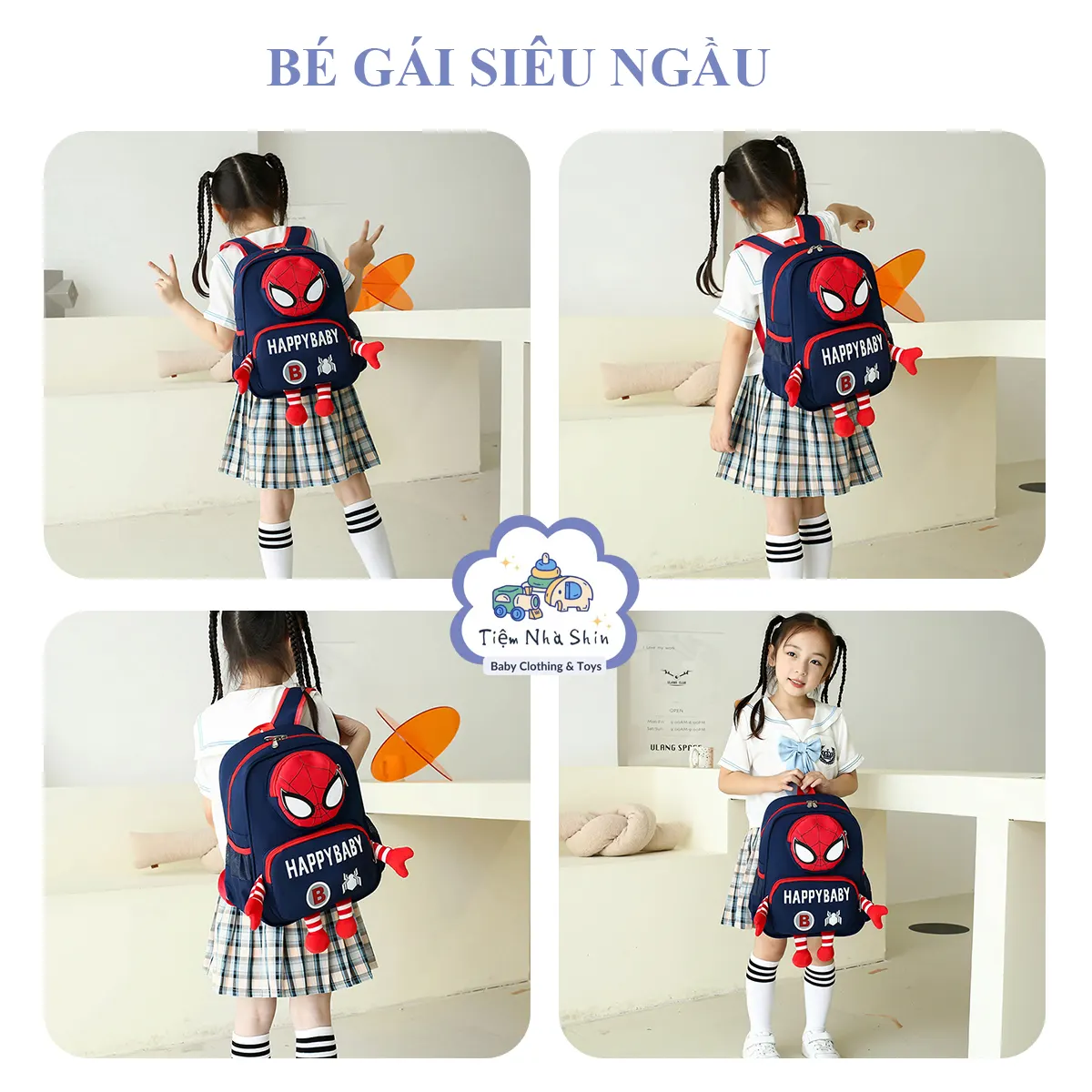 Balo trẻ em Spiderman Regoo RG2044, vải kháng nước, khoảng 350g, dây vai êm cho bé mầm non