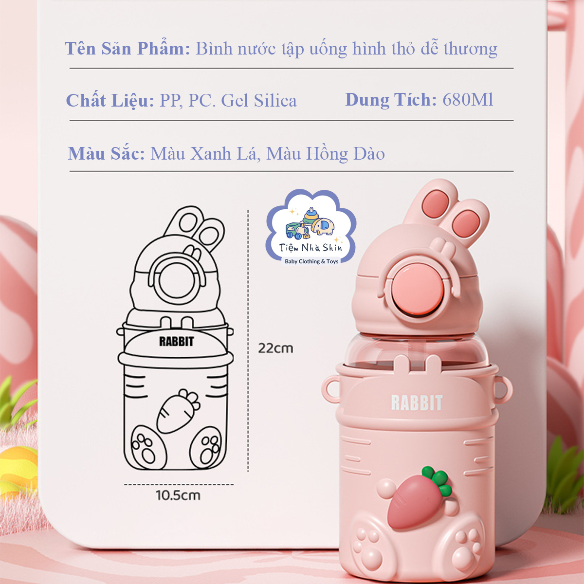 Bình nước trẻ em Regoo RG2045 680ml, ống hút chống sặc dung tích lớn dùng cho bé đi học, đi chơi và sinh hoạt hằng ngày.