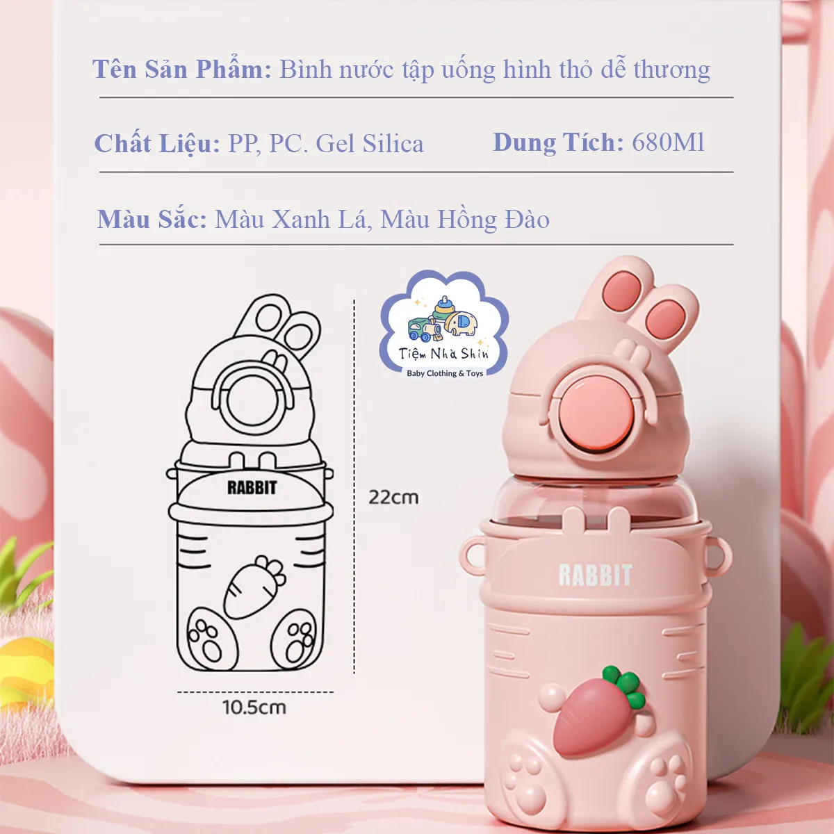 Bình nước trẻ em Regoo RG2045 680ml, ống hút chống sặc dung tích lớn dùng cho bé đi học, đi chơi và sinh hoạt hằng ngày.