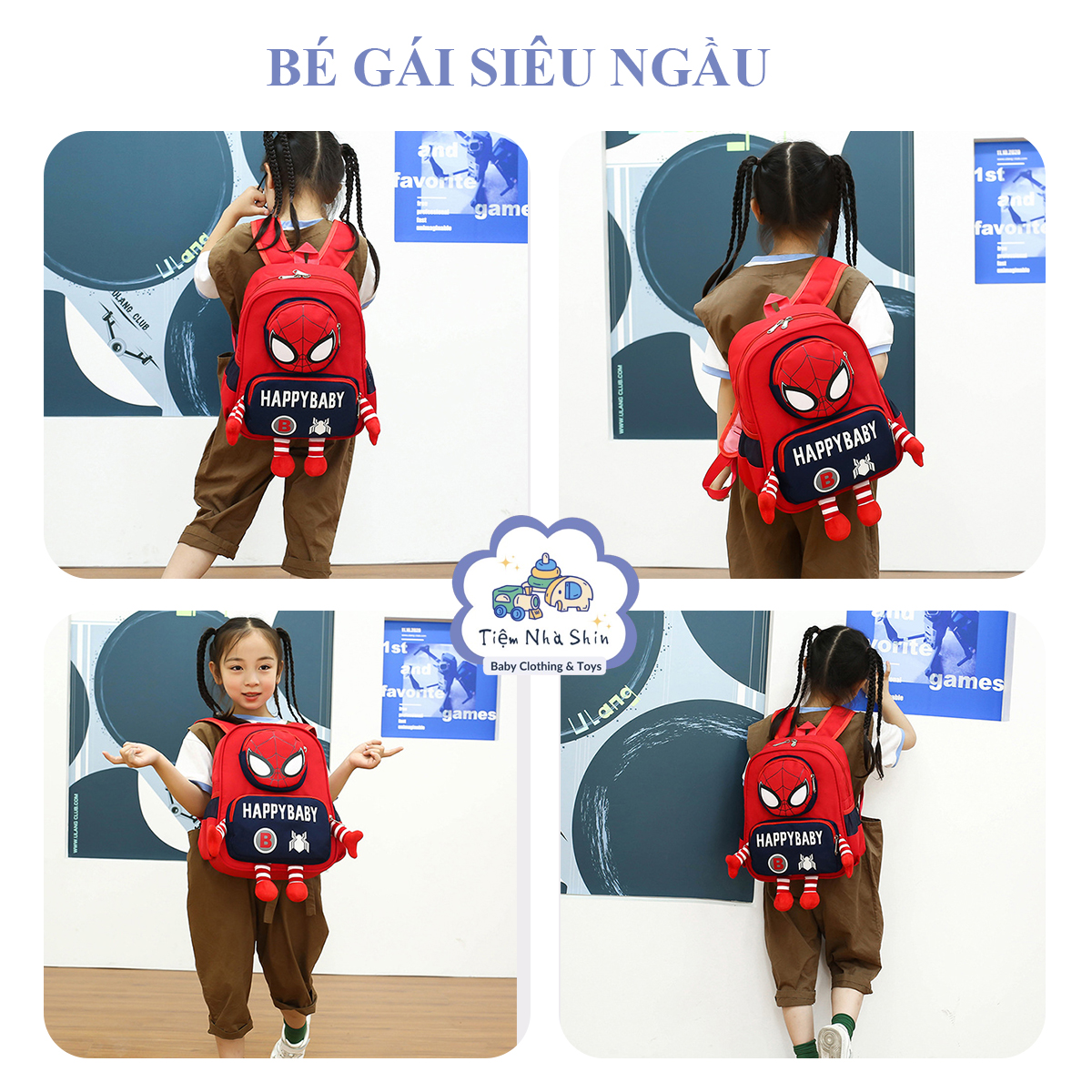 Balo trẻ em Spiderman Regoo RG2044, vải kháng nước, khoảng 350g, dây vai êm cho bé mầm non