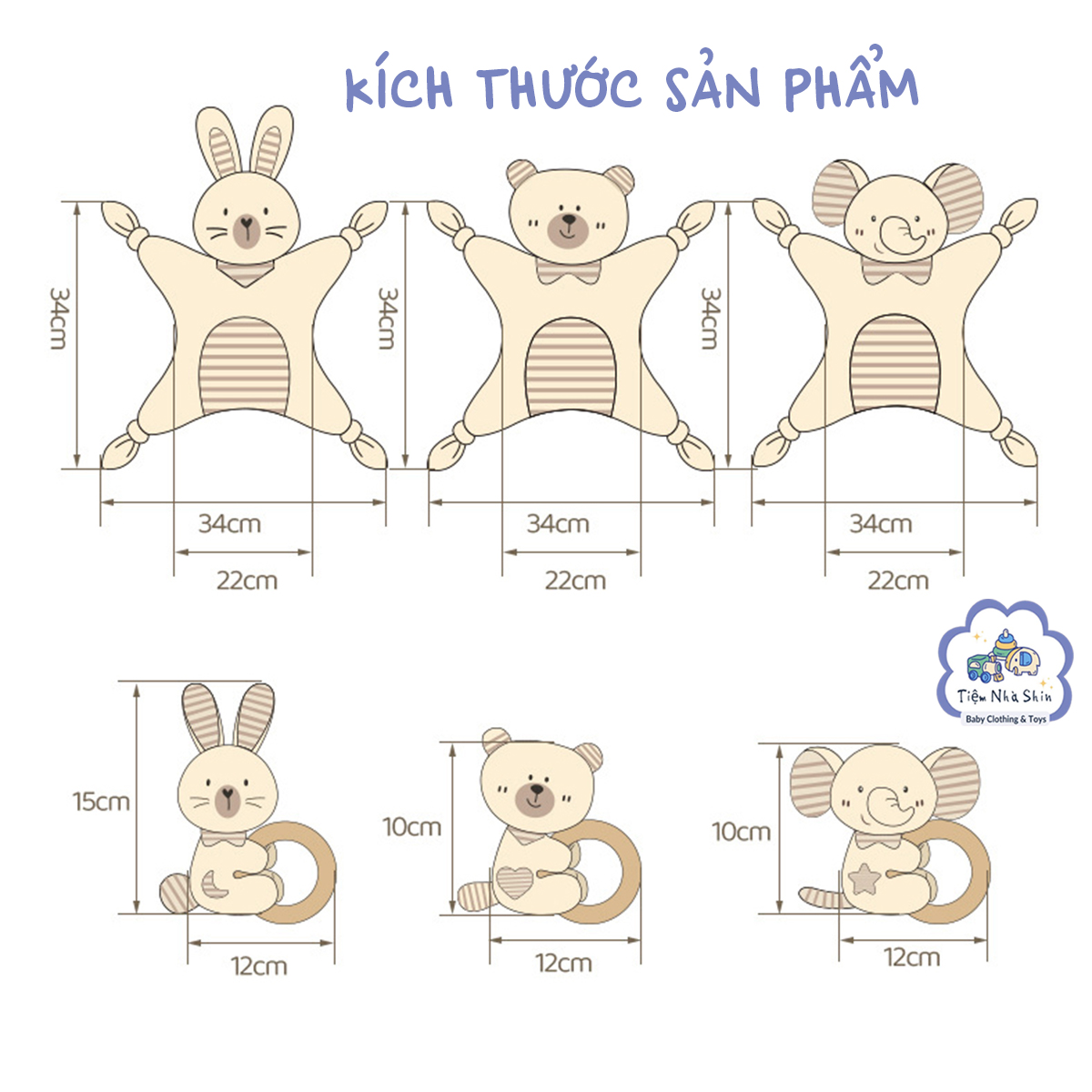 HỎA TỐC Bộ quà tặng sơ sinh 4 món gồm xúc xắc RG2049, treo nôi, gấu ôm lớn và gấu ngủ đa năng