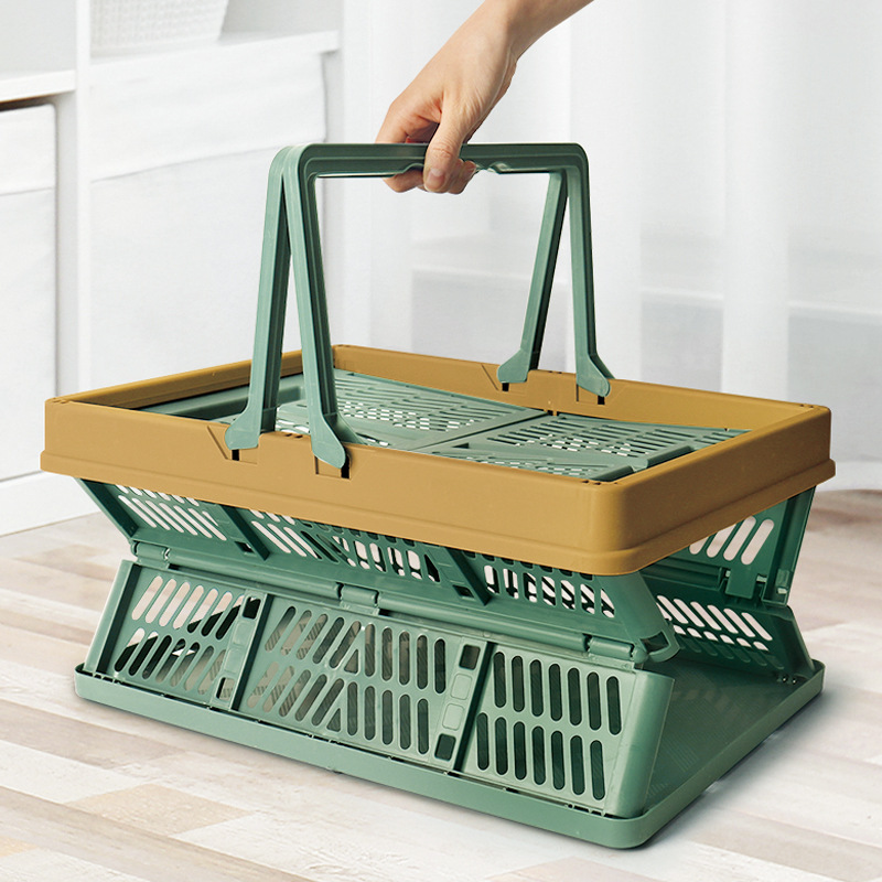 Giỏ nhựa gấp gọn Regoo RG141, nhựa PP, chịu lực 50kg, xách tay đi chợ siêu thị