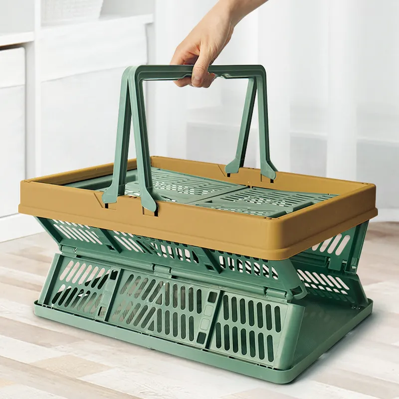 Giỏ nhựa gấp gọn Regoo RG141, nhựa PP, chịu lực 50kg, xách tay đi chợ siêu thị