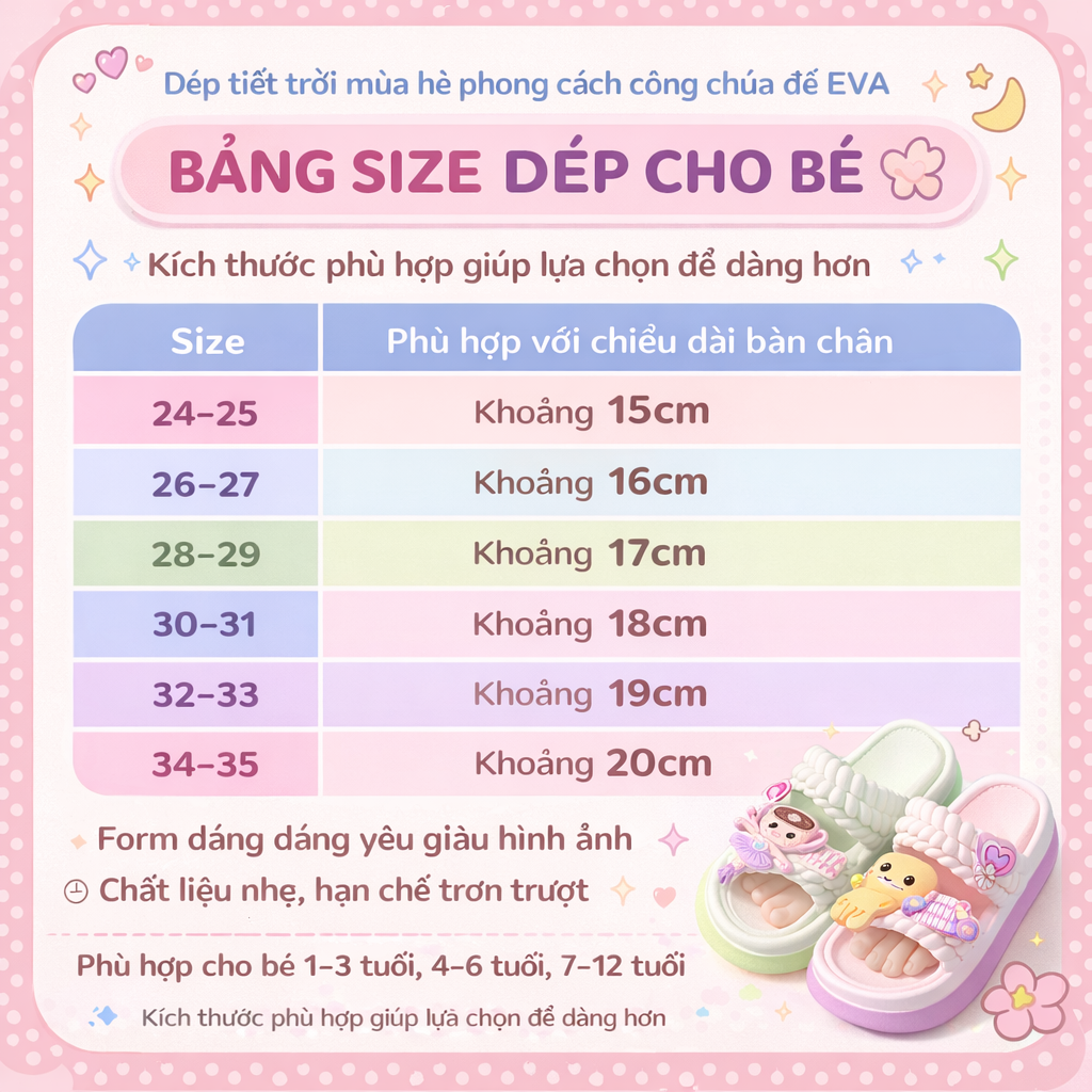 Dép trẻ em Regoo RG1631 phong cách ballerina, EVA nhẹ chân, đế chống trơn