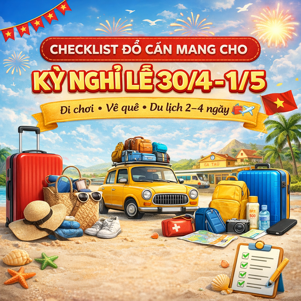 Checklist đồ cần mang cho kỳ nghỉ 30/4 để đi 3 ngày 2 đêm gọn mà không thiếu