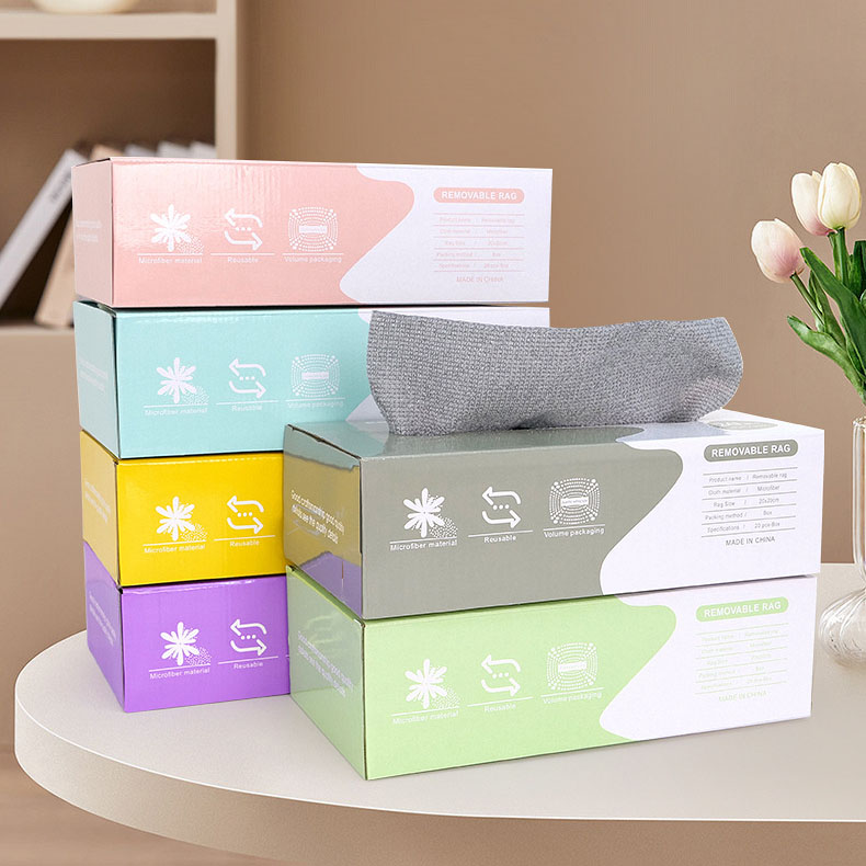 Khăn vải hộp rút Regoo Living hộp 20 khăn microfiber 20x20cm 250 gsm, thấm hút tốt, giặt dùng lại nhiều lần