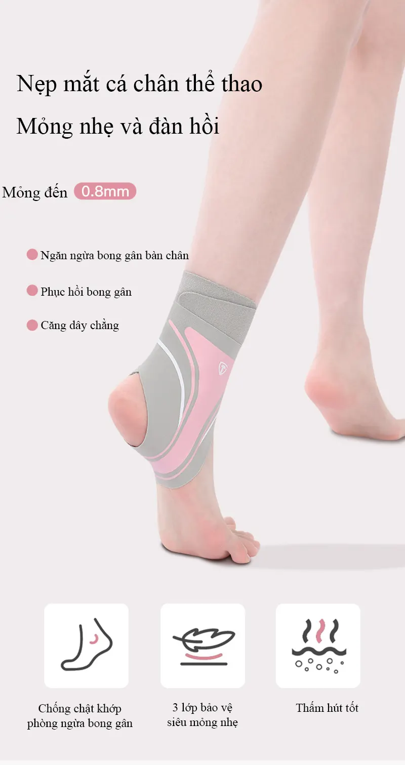 Đai cổ chân Regoo RG741 mỏng 0,8 mm, Dụng cụ bảo vệ mắt cá chân, cố định khớp cổ chân, hỗ trợ chống bong gân, dùng trong thể thao và phục hồi vận động.