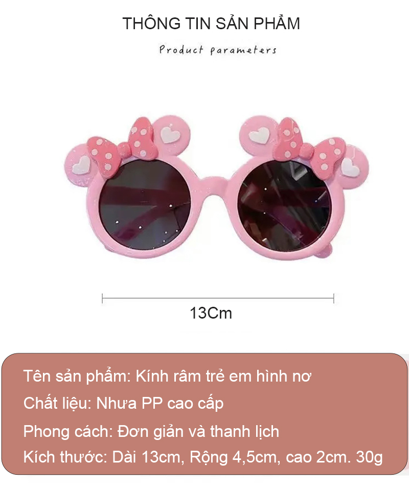 Kính râm trẻ em RG1743 UV400, dáng tròn nơ tai gấu, gọng nhẹ - Kính râm trẻ em nơ tai gấu chống nắng UV400, kính mát bé gái phong cách dễ thương, kính chụp ảnh đi chơi cho bé