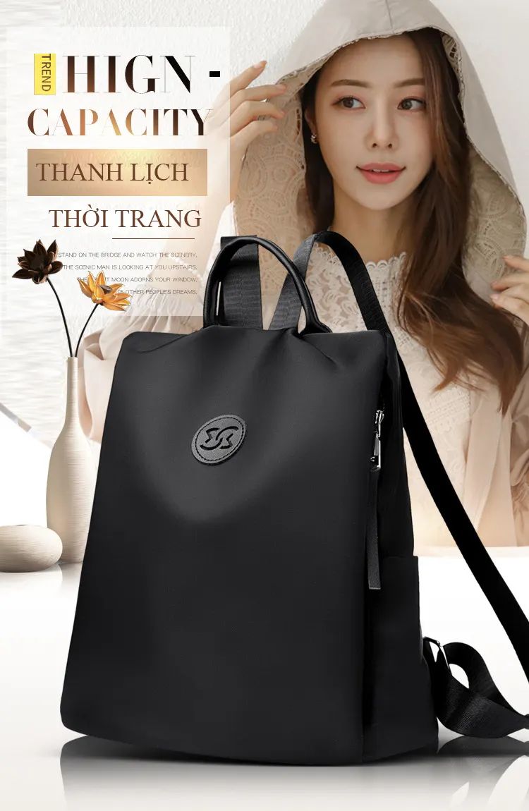 Ba lô nữ chống trộm 2026 RG1733, kiểu mới dành cho đi làm, đi học, chất liệu dày dặn, sức chứa lớn, có ngăn đựng laptop.