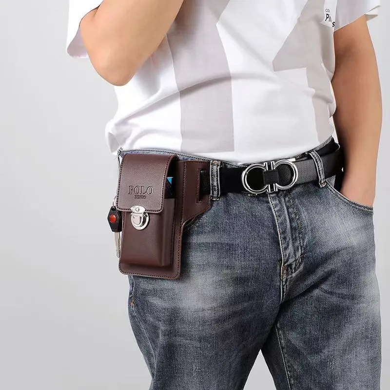 Túi đeo thắt lưng nam Regoo RG2132 chất liệu PU, dáng đứng gọn, đựng điện thoại và đồ nhỏ