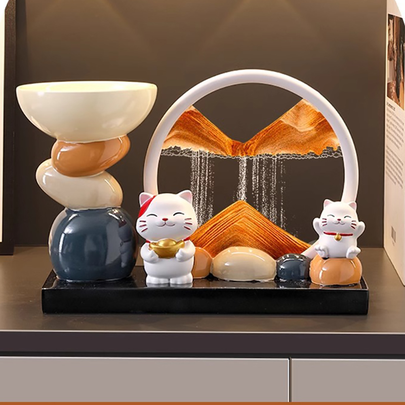 Tranh cát mèo thần tài Regoo RG342, cát chảy thư giãn, decor lối vào và quà tặng tân gia
