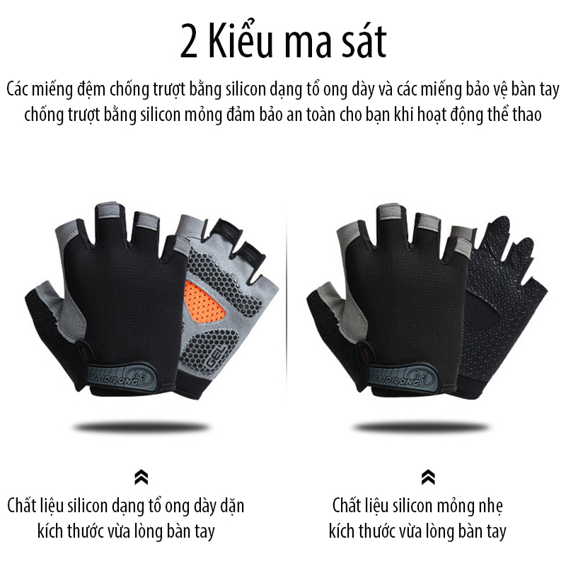 Găng tay đạp xe nửa ngón Regoo RG1635, thoáng khí mùa hè, lòng bàn tay tăng bám