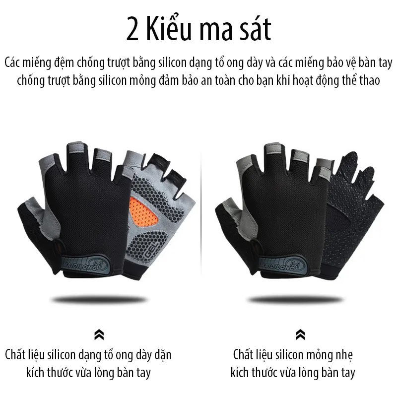 Găng tay đạp xe nửa ngón Regoo RG1635, thoáng khí mùa hè, lòng bàn tay tăng bám