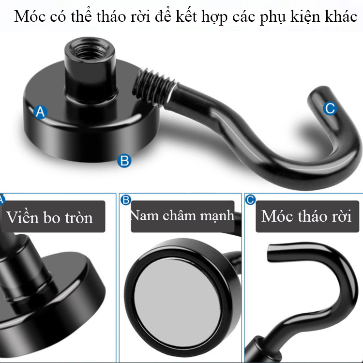 Móc nam châm từ tính RG2631, lực hút mạnh, treo đồ trên bề mặt kim loại không cần khoan