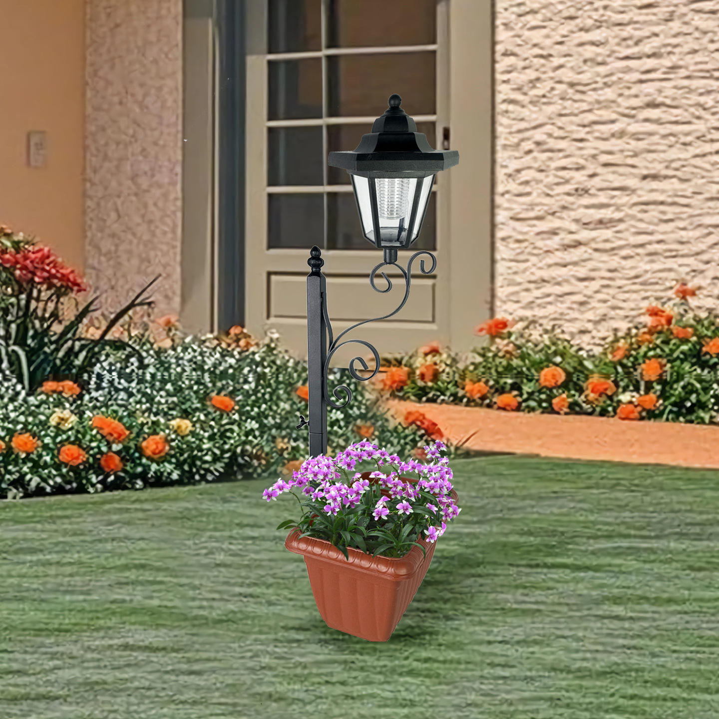 Đèn cắm chậu trồng cây năng lượng mặt trời Regoo RG3138, IP44, sáng khoảng 6–12 giờ, decor sân vườn ngoài trời