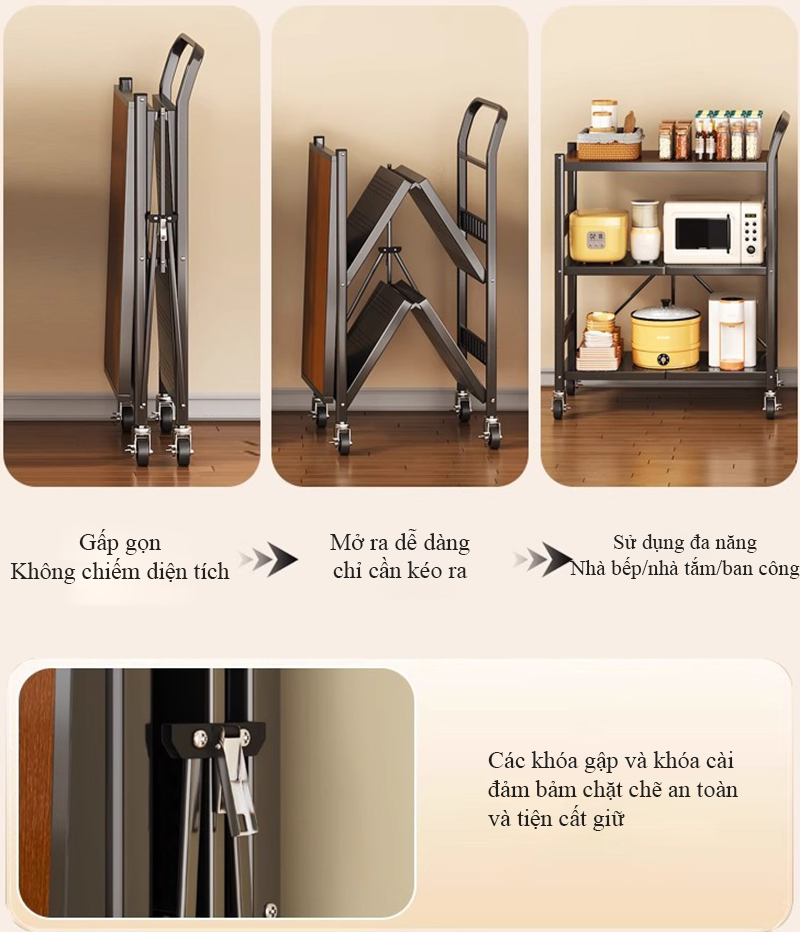 Kệ di động đa năng Regoo RG341, 3 tầng có bánh xe, thép cacbon sơn tĩnh điện