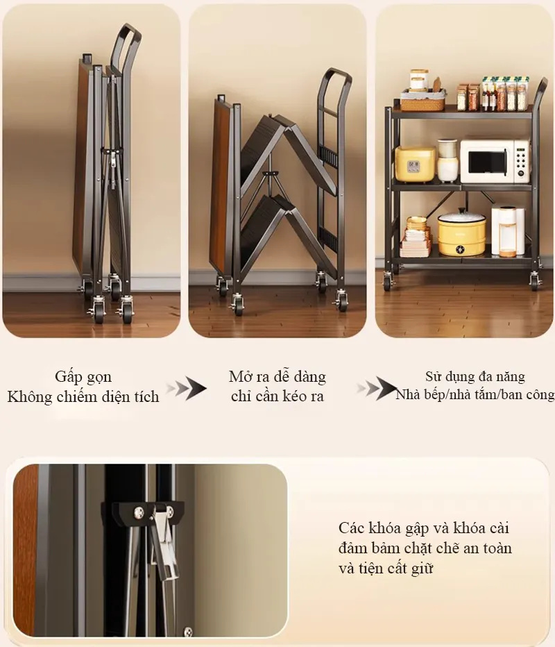 Kệ di động đa năng Regoo RG341, 3 tầng có bánh xe, thép cacbon sơn tĩnh điện