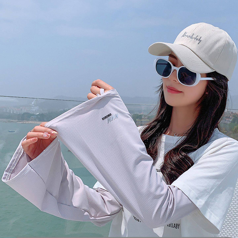 Ống tay chống nắng nữ Regoo, vải lụa băng co giãn, free size, dùng đi xe máy đạp xe lái xe mùa hè