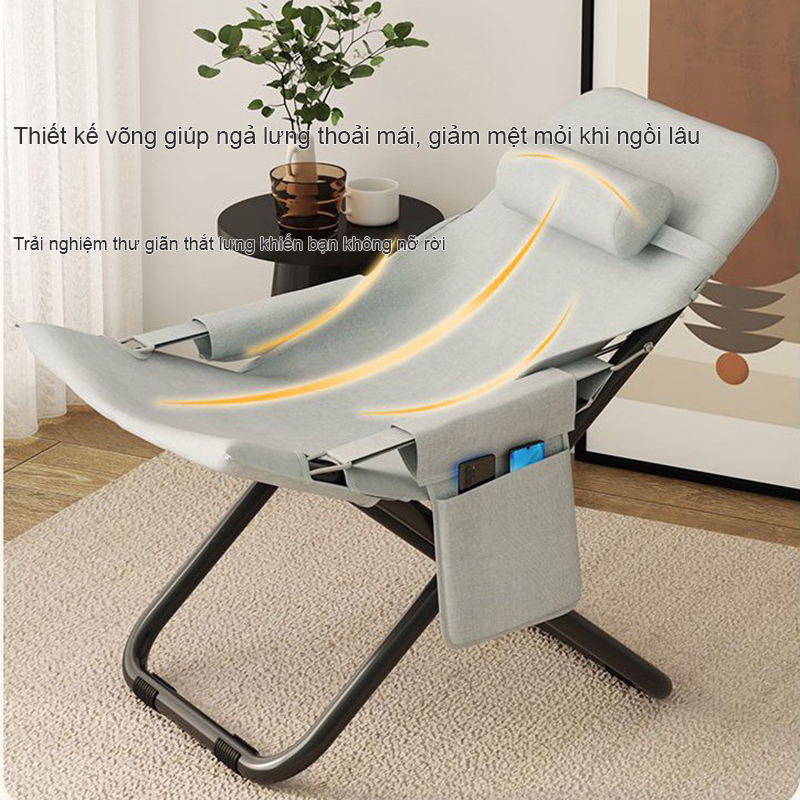 Ghế tựa thư giãn nghỉ trưa gấp gọn Regoo RG1741, khung kim loại, 3 mức điều chỉnh, dùng tại nhà, không kèm đôn