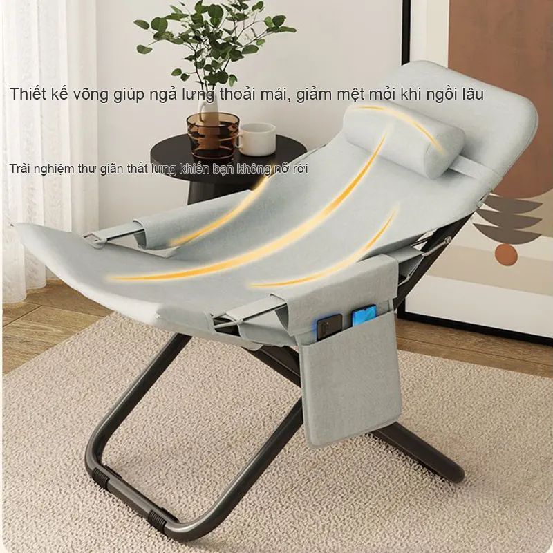 Ghế tựa thư giãn nghỉ trưa gấp gọn Regoo RG1741, khung kim loại, 3 mức điều chỉnh, dùng tại nhà, không kèm đôn