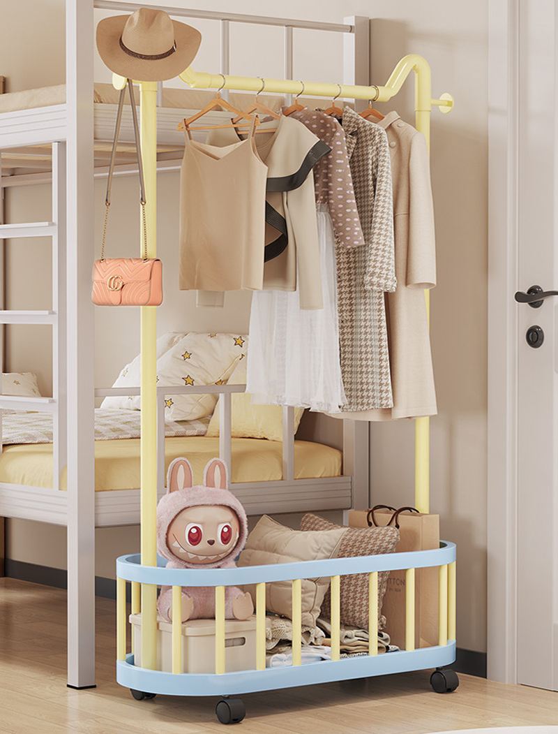 Giá treo quần áo Regoo RG3033 để sàn, có giỏ dưới, bánh xe, size 60/80/100cm