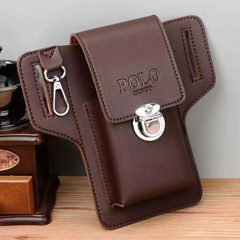 Túi đeo thắt lưng nam Regoo RG2132 chất liệu PU, dáng đứng gọn, đựng điện thoại và đồ nhỏ