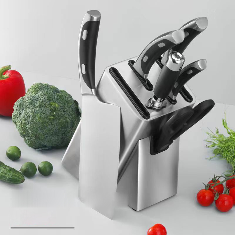 Giá cắm dao inox Regoo RG2133 6 khe kiểu nghiêng, để bàn gọn bếp, dễ cất lấy dao